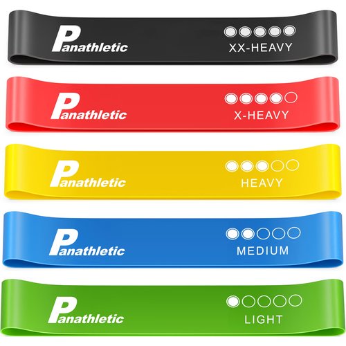 Panathletic Resistance Bands, Set of 5 Bands – 5 Different Resistance Levels, Exercise Guide, eBook, Carry Bag – 5X Loop Band for Booty and Legs Women - Fitness Stretch Band for Workout Men
