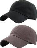 KBETHOS Classic Low Profile Cotton Baseball Cap - Adjustable Unconstructed Dad Hat in Black & Dark Gray