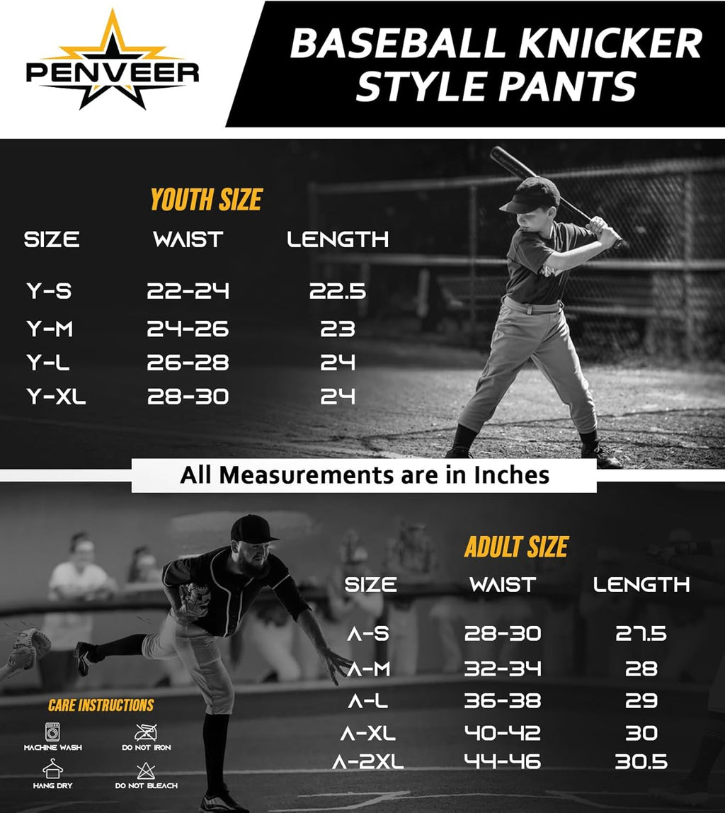 Regine Switzerland Knicker Style Baseball Pants - Durable Snap Zip & Elastic Bottom for Adults & Youth