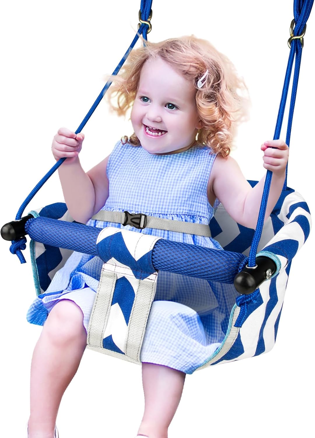 Skiennix Toddler Swing - Comfy Indoor/Outdoor Baby Swing Seat with Safety Harness | Easy Installation, Blue