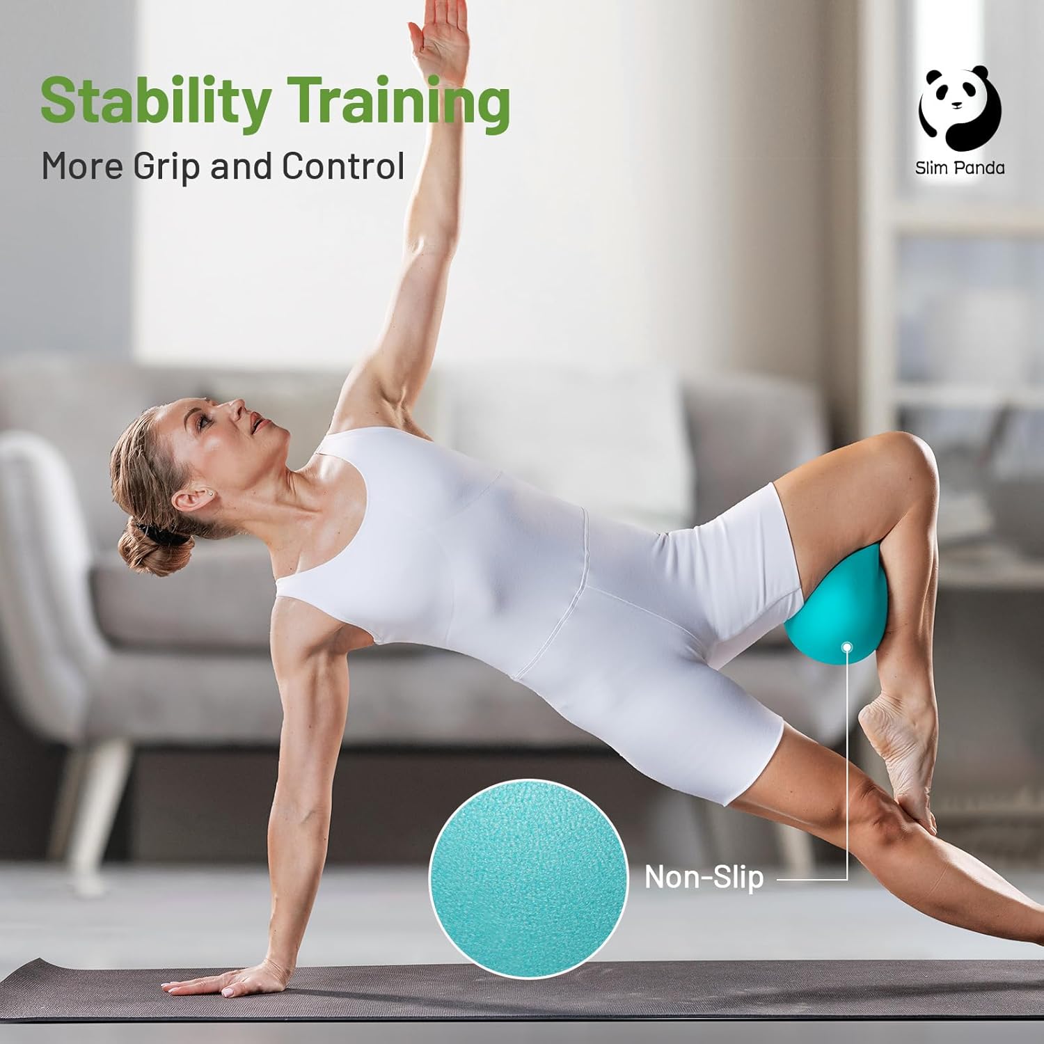 Slim Panda Pilates Ball - 9 Inch Anti-Burst Mini Yoga Ball for Stability and Core Strength