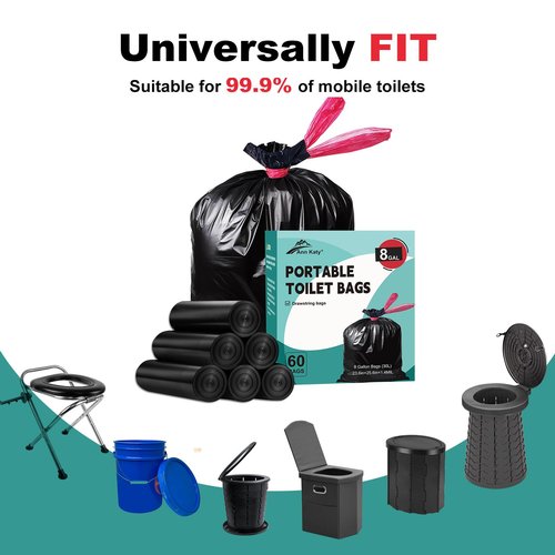 Ann Katy Portable Toilet Bags，Drawstring Camping Toilet Bags Toilet Trash Bags Leak-Proof, Waste Bags for Camping, Hiking, Traveling,Emergency, Outdoor Activities
