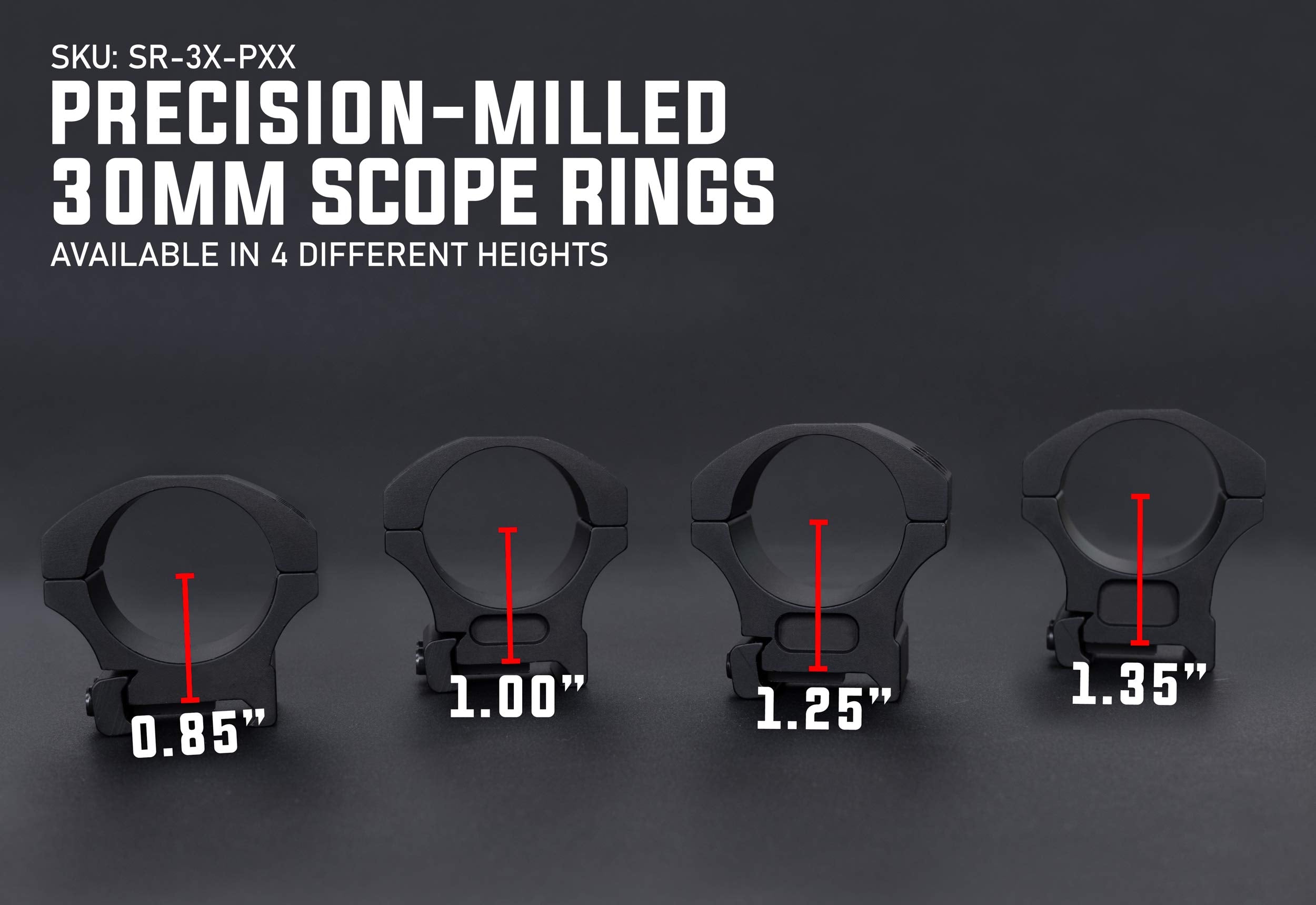 Monstrum Next Level Scope Rings with Integrated Level Bubble | 30 mm Diameter | Picatinny | Medium Profile