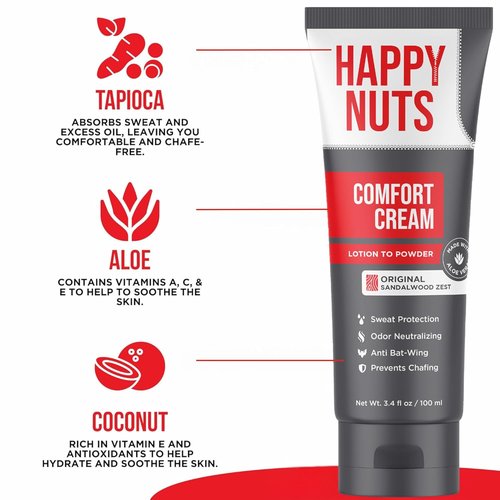 Happy Nuts Comfort Cream Powder & Body Wash Bundle - Anti-Chafing Sweat Defense for Men