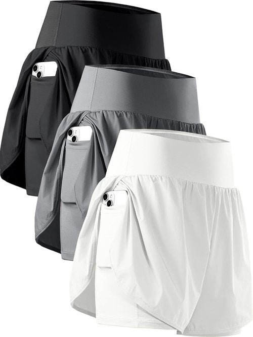 CADMUS Women's 5'' Workout Gym Shorts - 2 in 1 Design with Phone Pockets for Ultimate Comfort