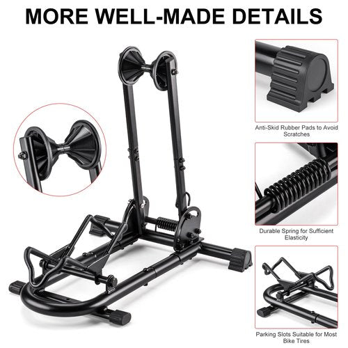 Indoor Bike Floor Stand - Bike Stand Rack for Garage/Home - Bike Storage Bicycle Parking Rack Fit 26”-29” Mountain Road Bikes