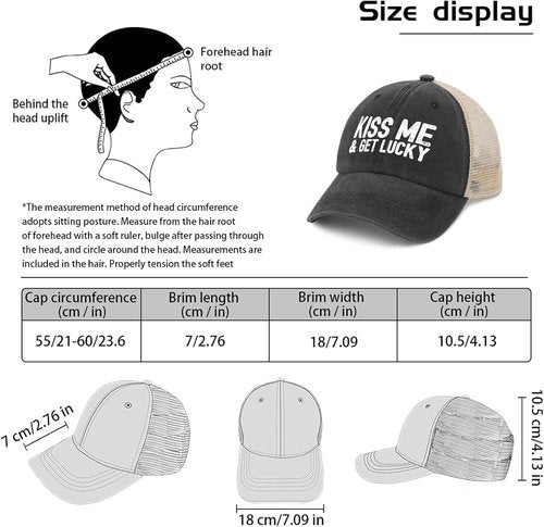 Kiss Me and Get Lucky Hat - Funny Trucker Hat for Men | Perfect Birthday Gift Idea