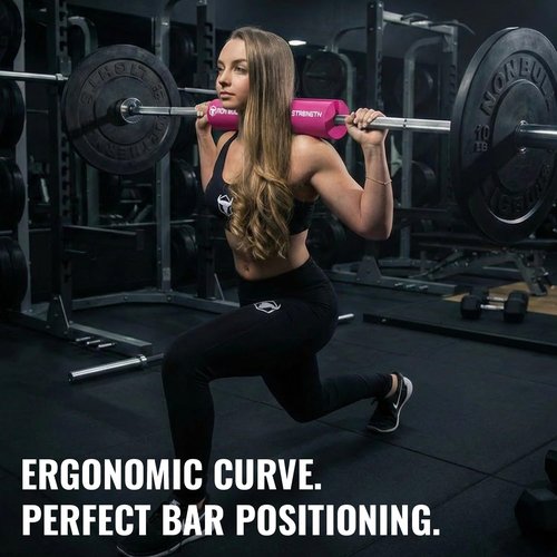 Advanced Squat Pad - Barbell Pad for Squats, Lunges & Hip Thrusts - Neck & Shoulder Protective Pad Support (Pink)
