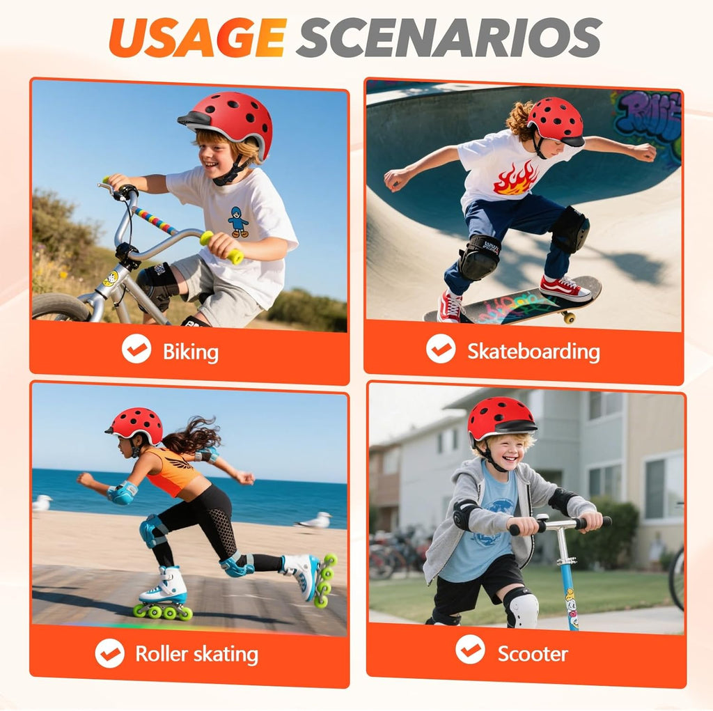 Wemfg Kids Bike Helmet - Adjustable Magnetic Buckle for Boys & Girls | Lightweight & Ventilated Multi-Sport Design