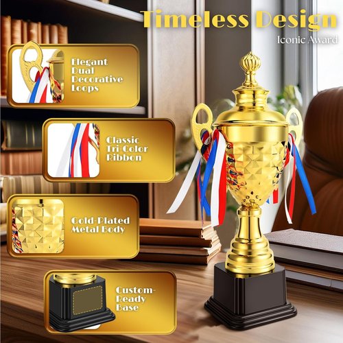 Flexzion Gold Trophy Award - Large Trophy Cup for Sports, Competitions & Achievements | Perfect for Champions