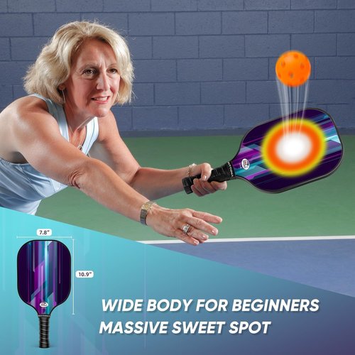 HITTIONA Pickleball Paddles - Fiberglass Pickleball Paddles Set of 2, USAPA Approved Pickle Ball Rackets 2 Pack with 4 Pickleball Balls, 1 Pickleball Net Bag, Paddles Ball Set for Beginners