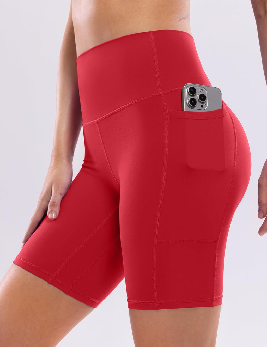POSHDIVAH Women's Creamluxe Yoga Shorts - High Waisted with Pockets | Sizes 2.5" to 10" for Workout & Running