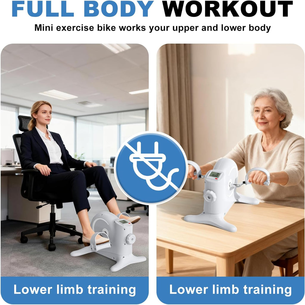 Skiennix Mini Exercise Bike - Under Desk Elliptical Pedal Exerciser for Seniors | LCD Display, Compact Design