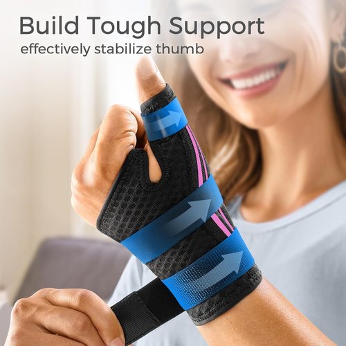 FREETOO Thumb Spica Splint - Arthritis Pain Relief & Support | Fits Palm 8.5''-10'' L/XL - Pink