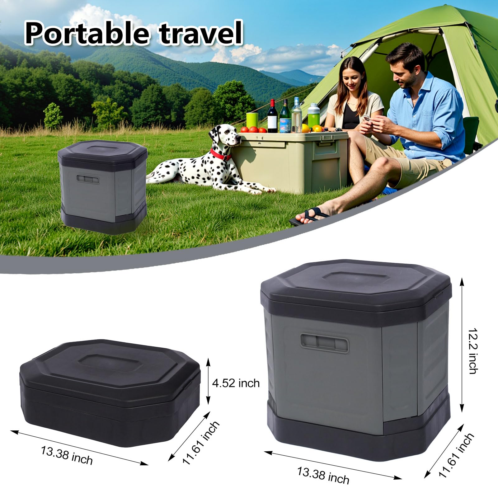 RWORCP Portable Camping Toilet, Portable Travel Folding Toilet with Lid for Adults and Kids, Portable Potty for Camping, Hiking, Car Travel,Truck, RV, Boating, Road Trips, Beach (Grey)