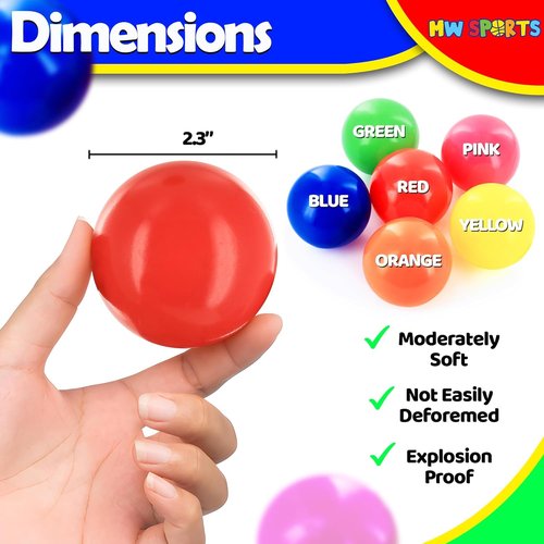 MW SPORTS Ball Pit Balls - Crush Proof, Phthalate & BPA Free - Assorted Colors in Mesh Bag (50 Balls)