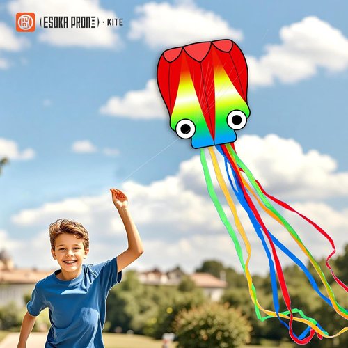 Forest Kites | Easy-to-Fly Beach Kites for Kids & Adults - Perfect Gift with 328ft String (Octopus & Celadon Mermaid)