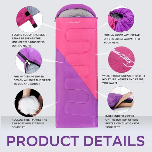 Clostnature Sleeping Bag - Lightweight Ultralight Camping Bag for Adults & Kids | Compression Sack Included