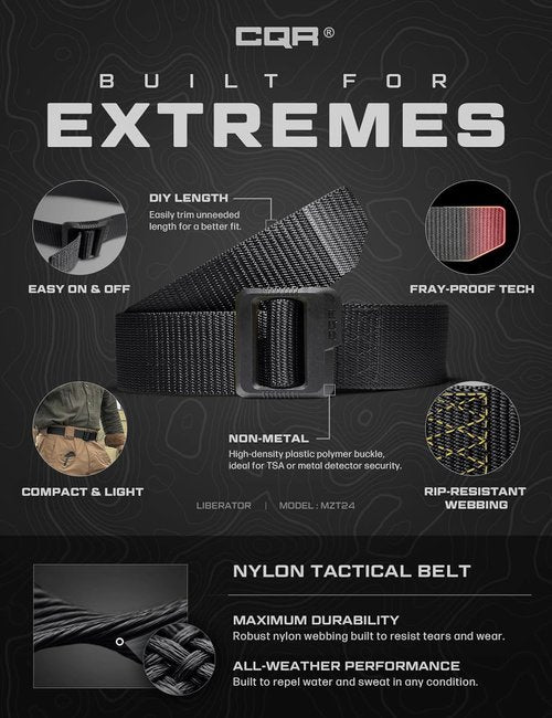 CQR Tactical Belt - Heavy Duty Military Style with Quick-Release Buckle | EDC Webbing Design