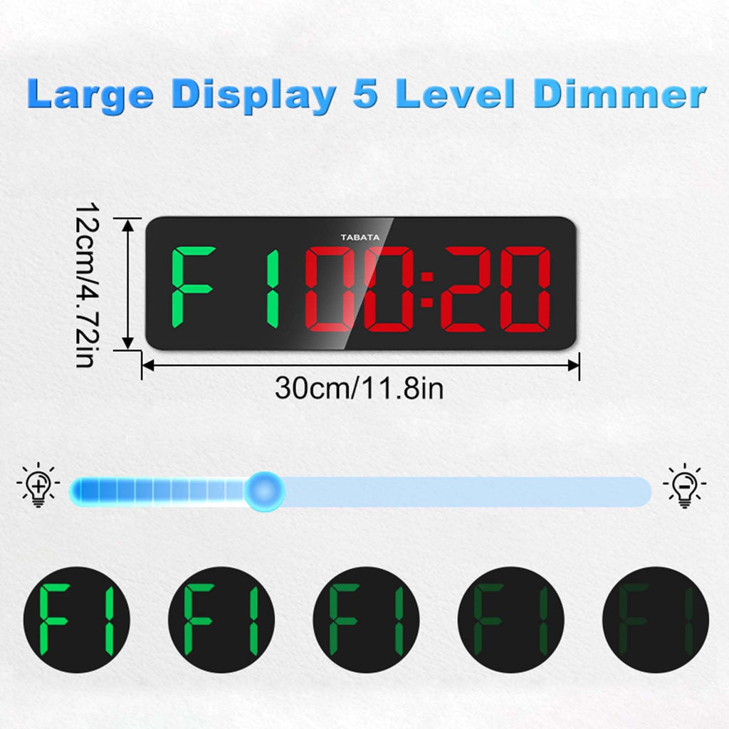 Gym Clock Timer for Tabata, FGB & EMOM, Large LED Workout Clock with Remote Control, 10 Custom Interval Modes, 120dB Buzzer, Fitness Digital Timer for Home Gym, HIIT, CrossFit, Boxing, Yoga, Garage