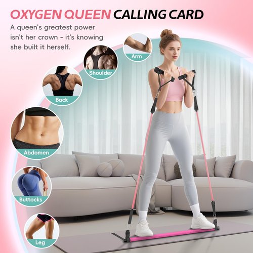 Lazolloa Pilates Bar Kit with Resistance Bands, Portable Pilates Bar for Home Gym Yoga & Full Body Workouts, Pilates Equipment for Women, Fitness Set for Strength Stretching Flexibility Training