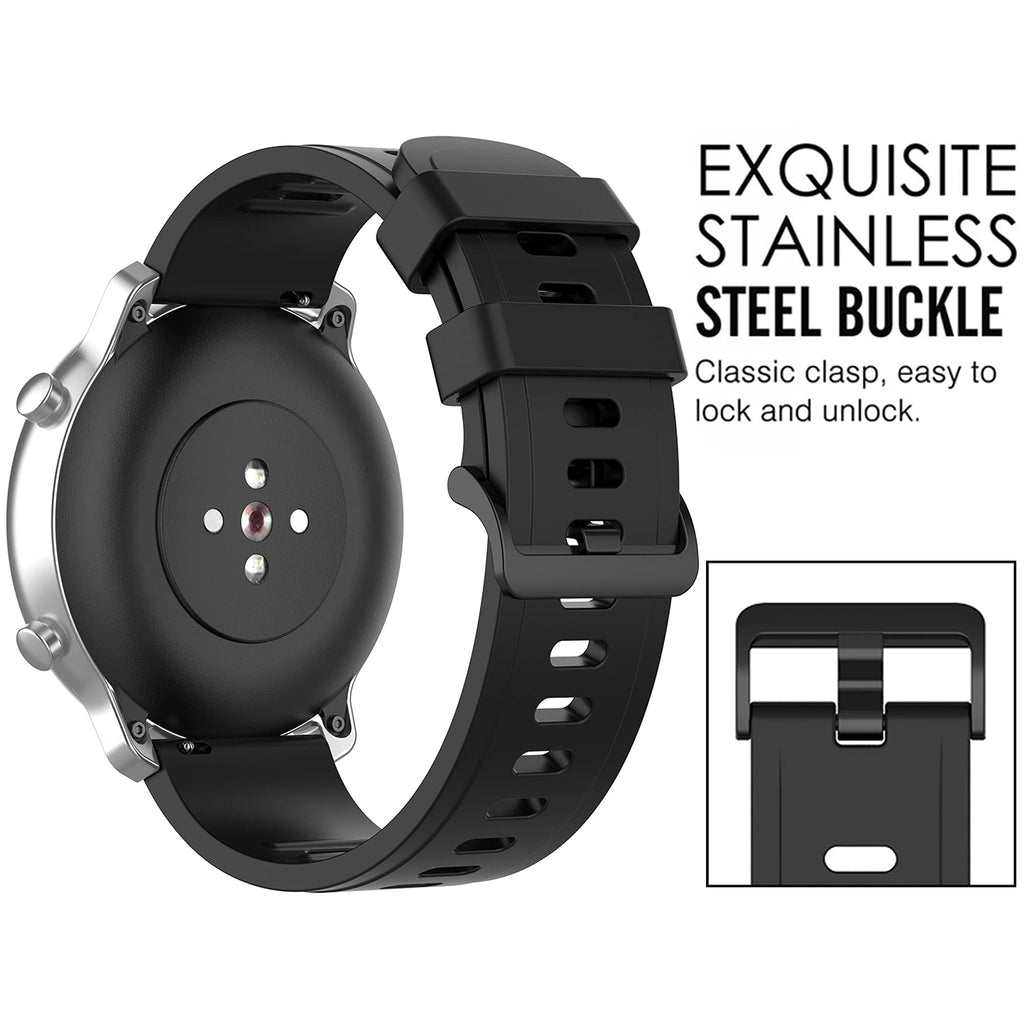 QGHXO Band for Amazfit GTS 4/4 Mini/3/2/2e/ GTR Mini/GTR 42mm/Active, Soft Silicone Replacement Band for Amazfit Bip 3/3 Pro/U Pro/S lite/Lite/S/U