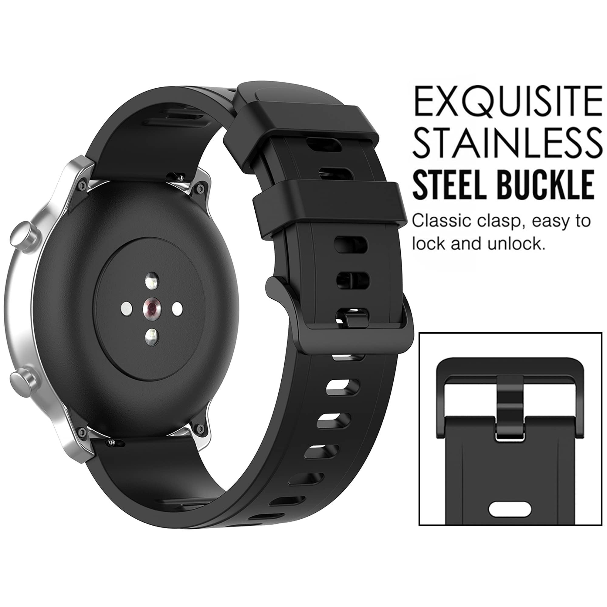 QGHXO Band for Amazfit GTS 4/4 Mini/3/2/2e/ GTR Mini/GTR 42mm/Active, Soft Silicone Replacement Band for Amazfit Bip 3/3 Pro/U Pro/S lite/Lite/S/U