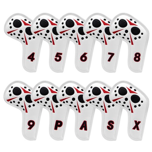 BAIRBRE 10pcs Golf Iron Covers Field Hockey Mask Golf Club Covers Golf Irons Head Cover Leather Iron Headcover for Scotty Cameron Taylormade Titleist Odyssey