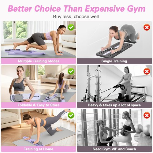 FURFAST Pilates Board, Upgrad Pilates Reformer Machine, 6-in-1 Multifunction Abdominal Fitness Board for Home Workout Equipment, Portable Reformer Machine for Full Body Workout