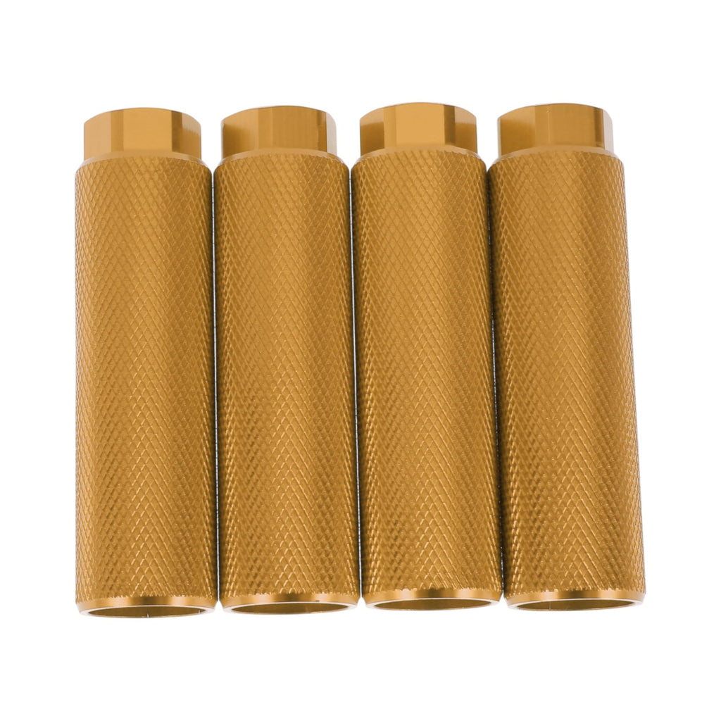 PARSLUCK 4 Pcs Aluminum Alloy Anti-Skid Bike Pegs 100mm Length Bicycle Backseats Stands Cycling Foot Pegs 3/8 Inch Axles Gold Tone