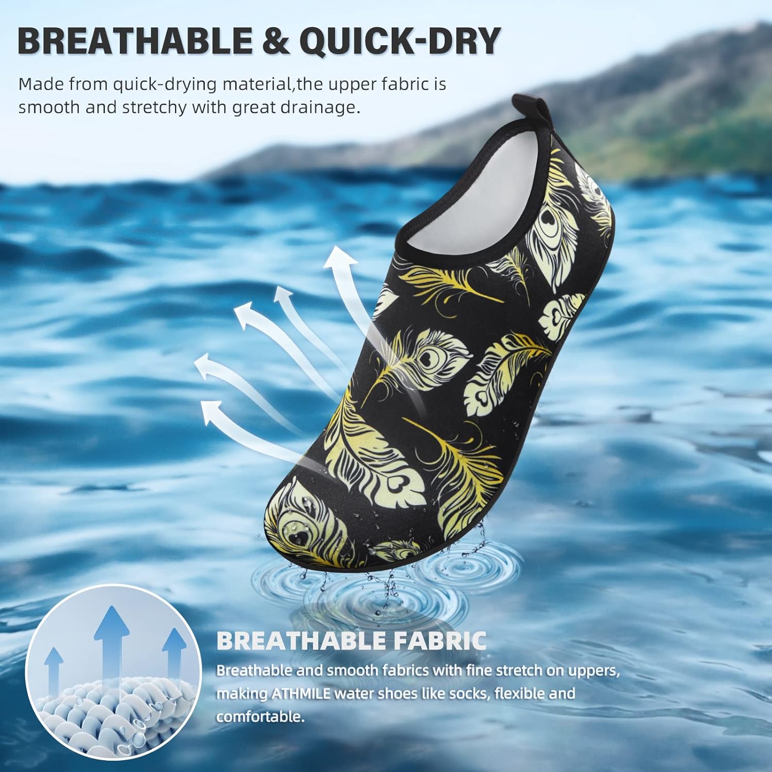Skiennix Quick-Dry Water Shoes - Aqua Socks for Men & Women | Ideal for Beach, Yoga & Pool Activities