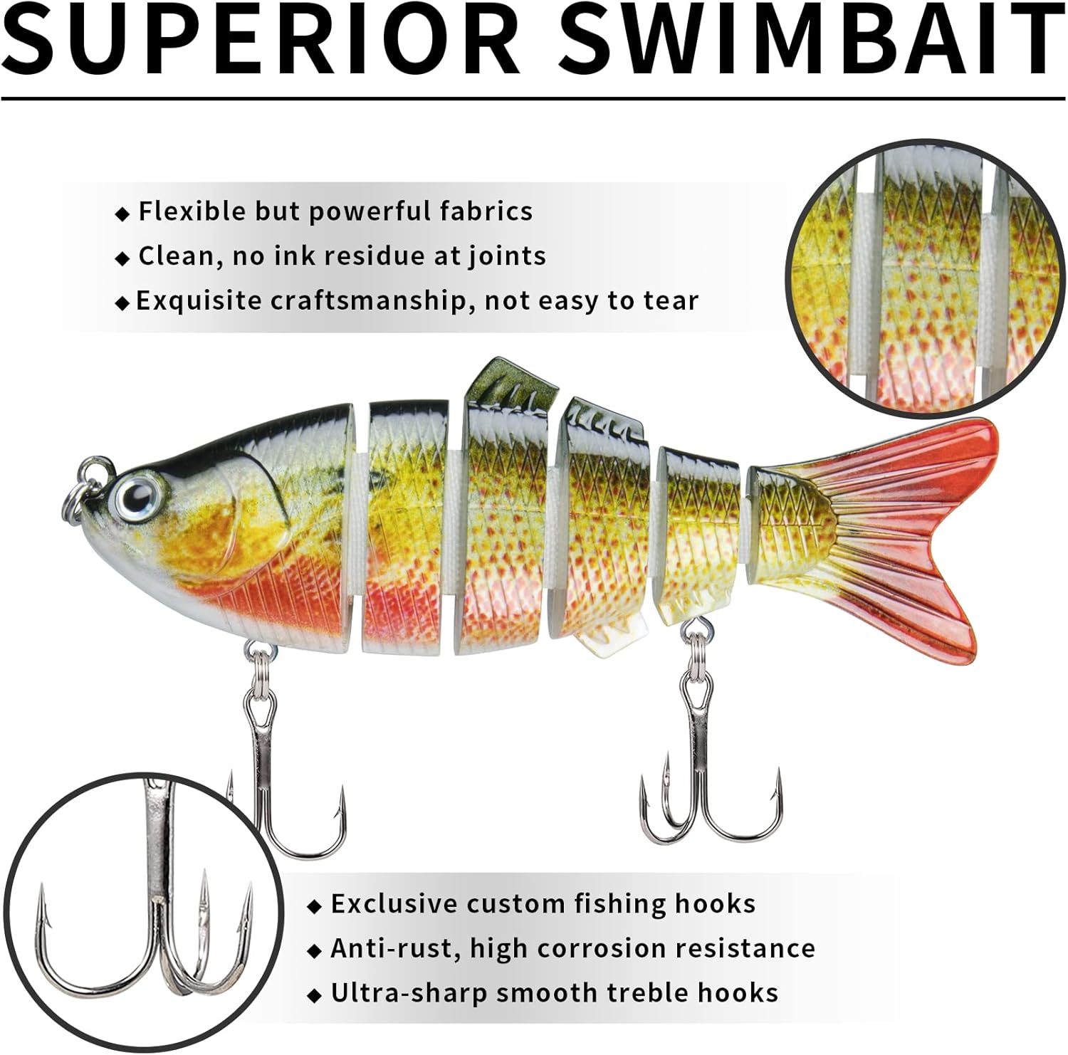 TRUSCEND Easy Catch Swimmax Fishing Lures - Lifelike Wiggling Action for Bass, Trout & Walleye