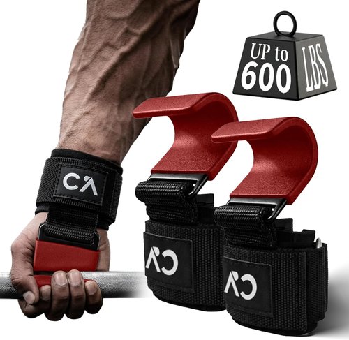 Heavy Duty Steel Weight Lifting Hooks by [Brand Name] - Neoprene Padded Wrist Straps for Secure Grip | Ideal for Deadlifts, Pull-Ups & Rows