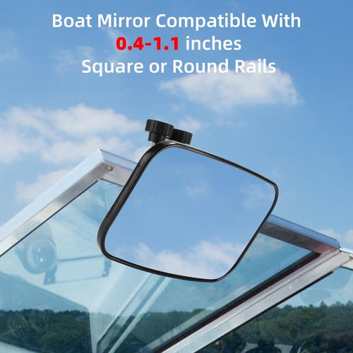 OFIG Boat Rear View Mirror, 8" W x 4" H Boat Mirrors, Marine Mirror for Ski Boats Pontoon Boat Water Skiing Sports Wakeboarding Surfing