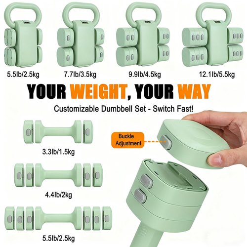 Adjustable Dumbbell Set, 4-in-1 Hand Weights Free Weights Set for Women, Fast Changing Dumbbells 2lb/3lb/4lb/5lb for Home Workout and Outdoor Fitness