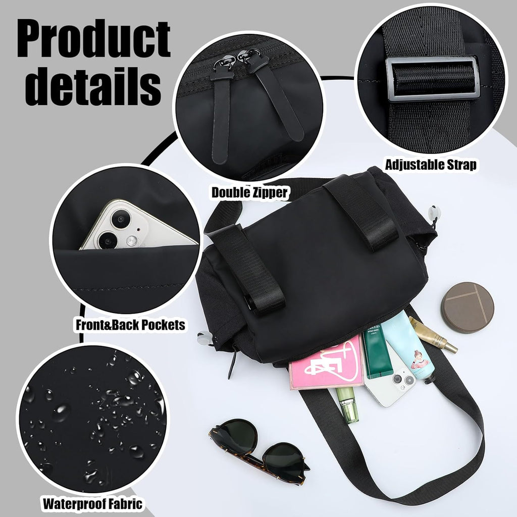 Skiennix Mini Gym Bag for Women - Stylish Black Coquette Duffle with 5 Bow Accessories | Perfect for Travel & Yoga
