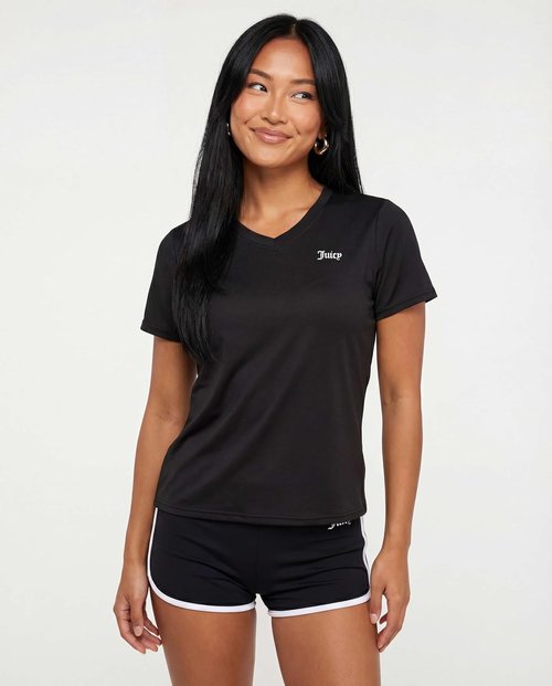 Juicy Couture Women's Athletic T-Shirts - 3 Pack Short Sleeve V-Neck for Fitness & Yoga