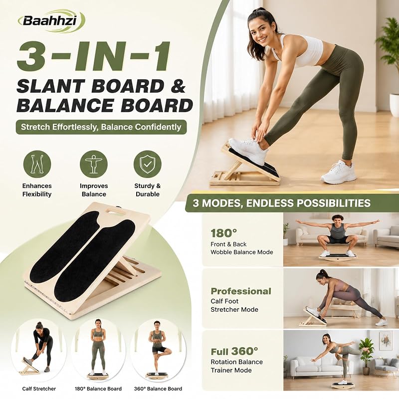 3-in-1 Calf Stretch Slant Board with Balance Training