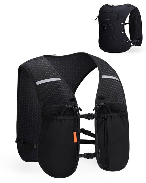 ECOHUB Running Hydration Vest Backpack, Lightweight Hydration Pack Bag Daypack for Hiking Cycling Marathon Backpack Vest for Women Men (No Bladder Included) (Black)