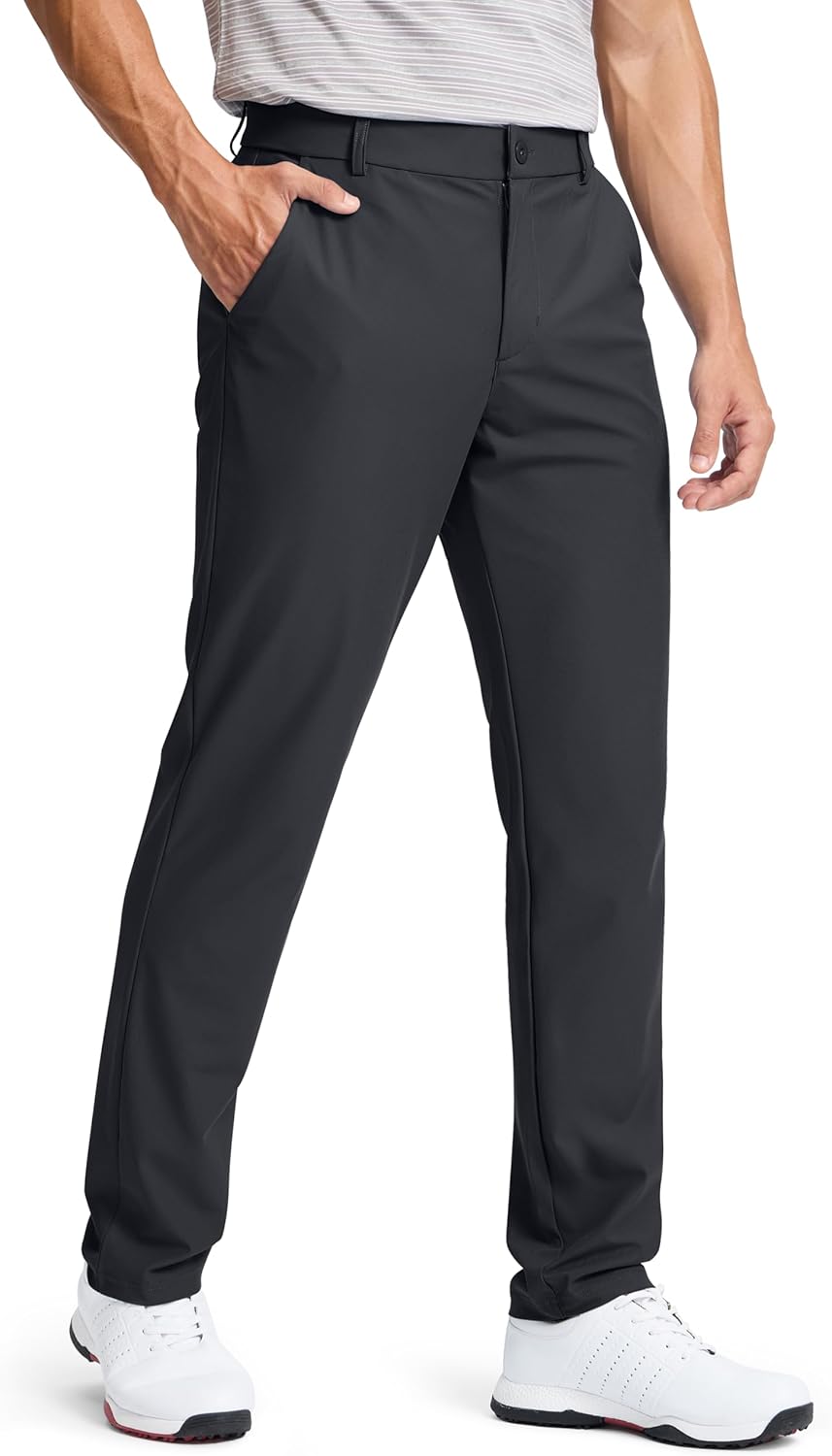 Pudolla Men's Golf Pants - Comfy Stretch Quick-Dry Casual Slacks with Pockets | Available in 30", 32", 34"