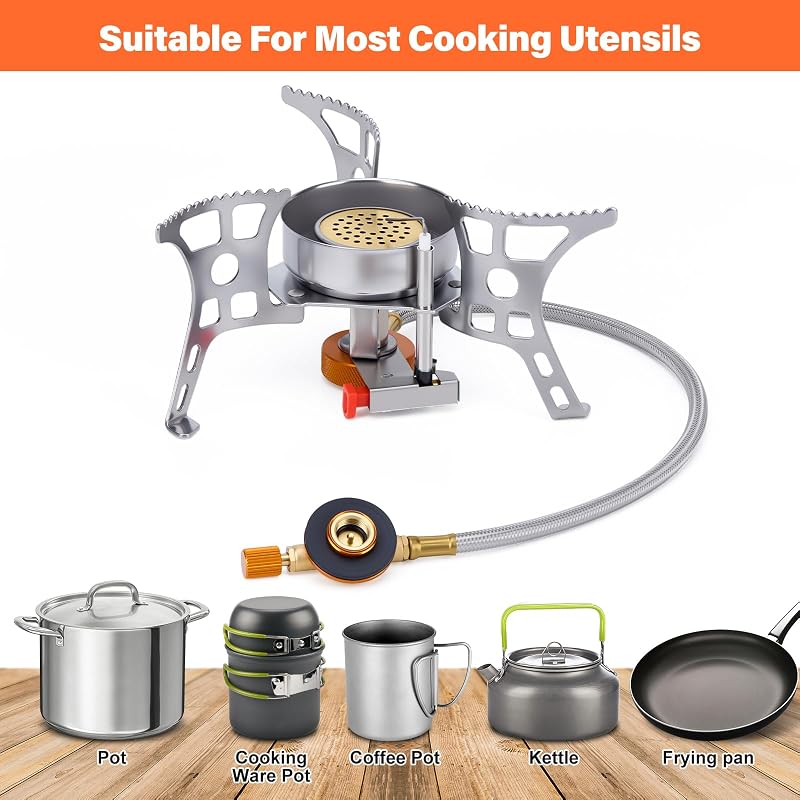 3900W Windproof Camping Stove with Piezo Ignition – Portable Backpacking Stove (WADEO)