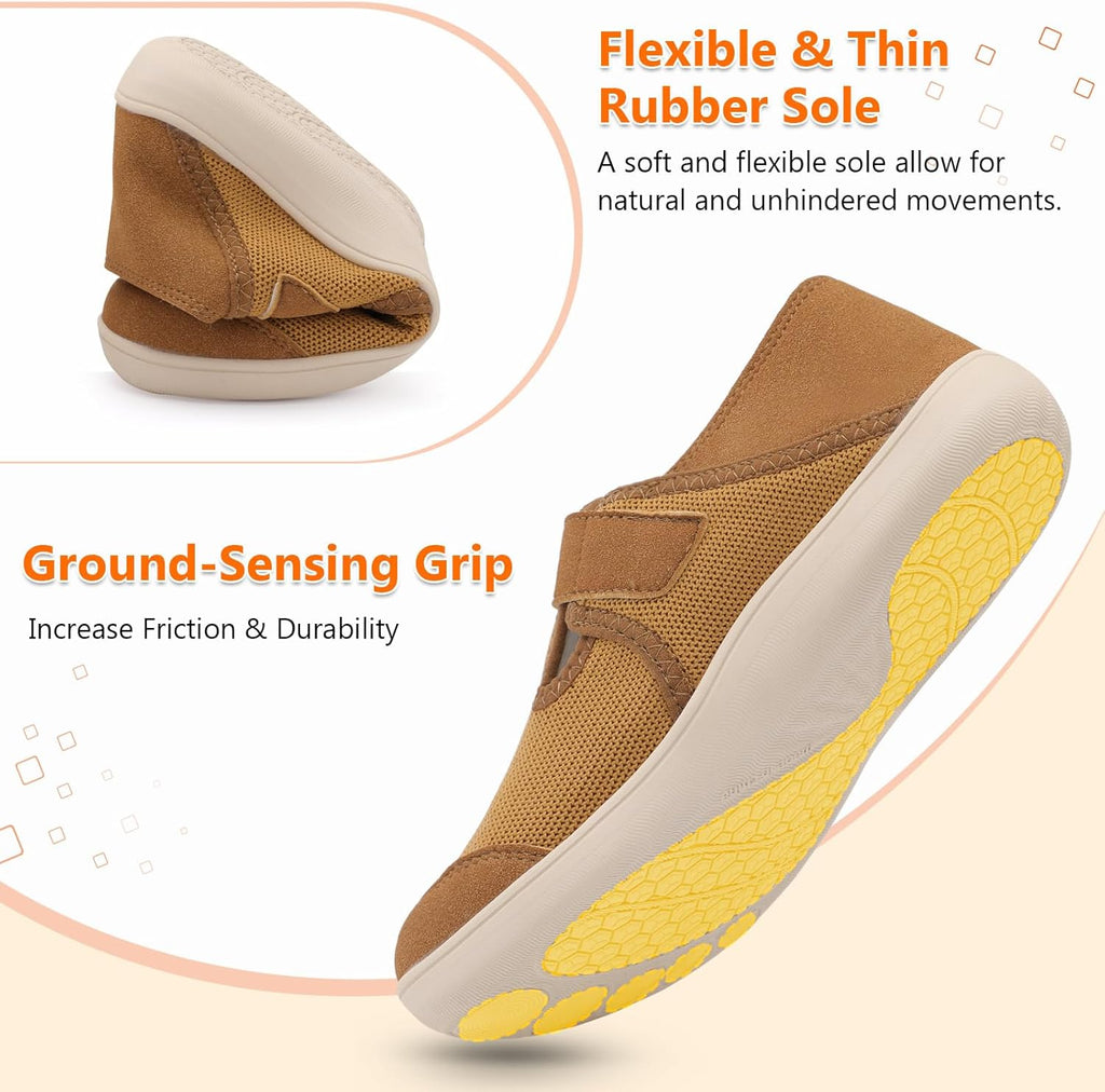 XIHALOOK Women's Minimalist Walking Shoes - Wide Toe Zero Drop Design with Adjustable Strap | Comfortable Slip-On Clogs