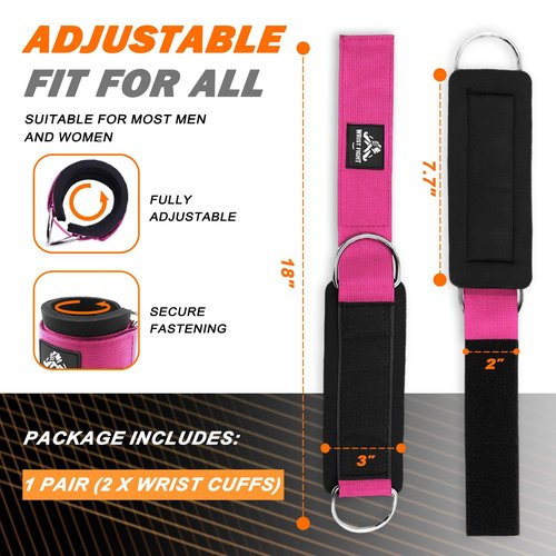Wrist Cuffs with Dual D-Rings – Secure & Comfortable Support for Cable Machine Workouts, Lateral Raises, Arm Strength Training, and Triceps Exercises