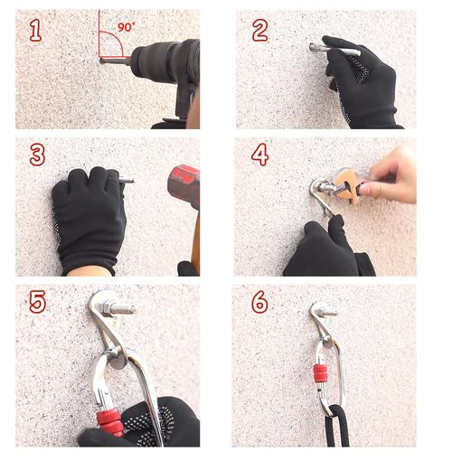 YZTONGPAO 2 Set 304 Stainless Steel Climbing Anchor Bolt, 30KN Rock Climbing Bolt Hanger, Climb Fastening Bolt Safe Fixed Point, Rock Climbing Holds