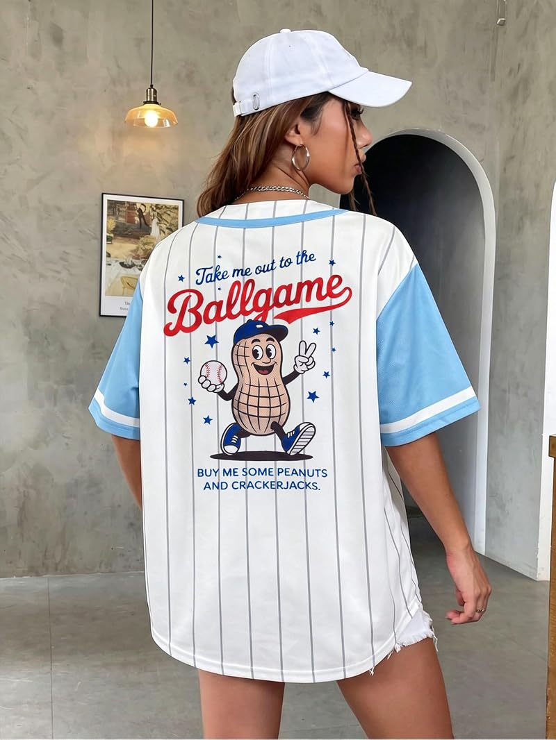 KIDDAD Women’s Baseball Jersey Shirt - Game Day Tee, White, Large