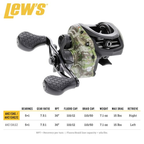 American Hero Camo 7.5:1 Left Hand Baitcast Reel