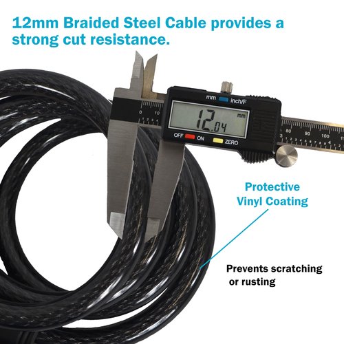 Lumintrail Combination Bike Lock Cable - 6ft Bike Locks Heavy Duty Anti Theft with Combinations - Bike Cable Lock Combination with Mounting Bracket (1 Pack, Matte Black)