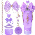 Mity rain Bling Cup Accessories for Stanley Cup 30oz 40oz 20oz Tumbler with Handle, including Bow Straw Topper Cover, Straw Bow Decorate, Leather Water Bottle Handle Strap, Boot (Purple)