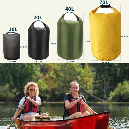 Dry Bags Waterproof - Ultralight Roll Top Sack for Kayaking & Camping | 40L Army Green