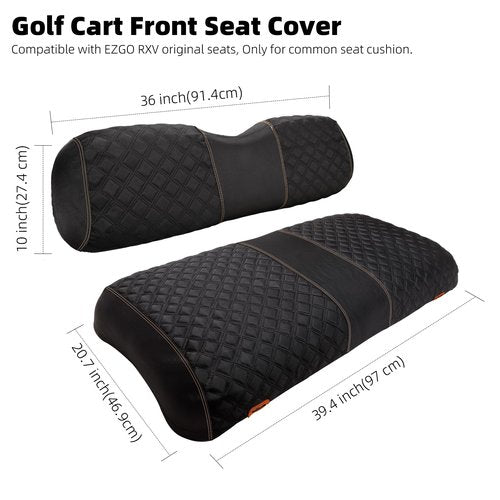 Roykaw 1680D Oxford Cloth Golf Cart RXV Front Seat Covers Compatible with EZGO RXV Front Seat Cushion, Backrest & Bottom Seat Cover, Easy Installation, Wear Resistance